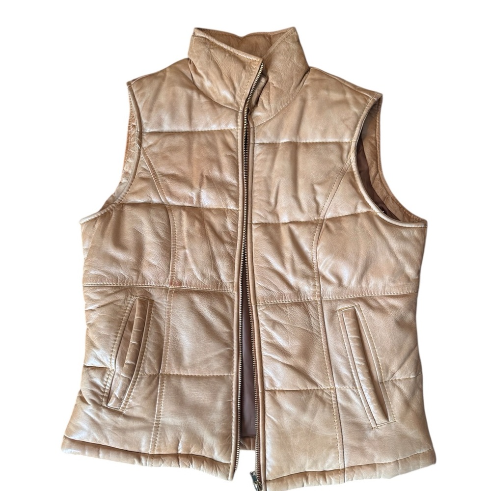Whetblu Tan Leather Women's Vest, Size Small, Camel Vest, Colorado, Western